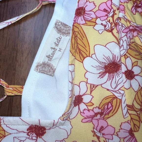 Altar’d State Boho Floral Puff Sleeve Square Neck Lace Up Back Crop Top Women M - Picture 8 of 11